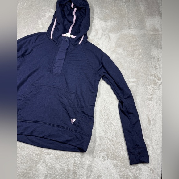 Crewcuts J.Crew Girls Supersoft Half Zip Hoodie Navy Blue Purple Pullover 6/7 - Picture 6 of 16